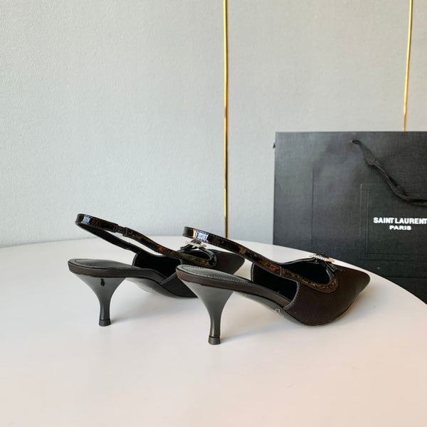 SL BLADE SLINGBACK BLACK SATIN