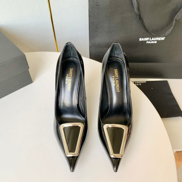 SL TRIANGLE BASIC HIGH HEELS BLACK CALFSKIN
