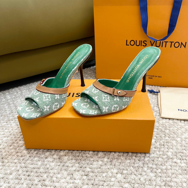 lv neo revival 90 green monogram denim calfskin