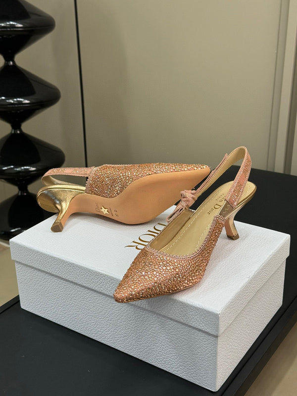 J'Adior Slingback Microperle di cotone rosa