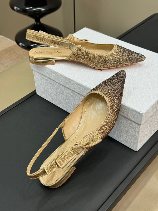 J'Adior Slingback Black Gold-tone Cotton Microbeads