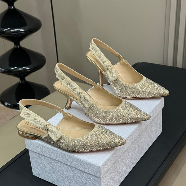 J'Adior Slingback Gold-tone Cotton Microbeads