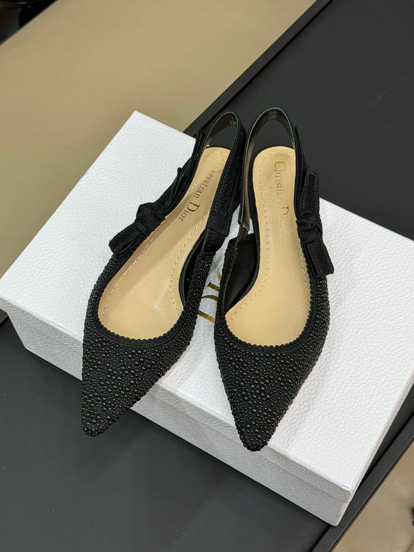 J'Adior Slingback Nero Microperle di Cotone