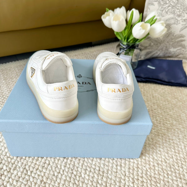 SNEAKERS PRA DOWNTOWN NAPPA IN PELLE DI VITELLO BIANCA