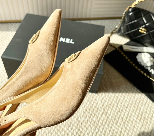 CC Slingback In Beige Suede 151518