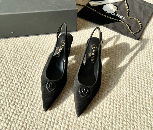 CC Slingback In Black Suede 151522