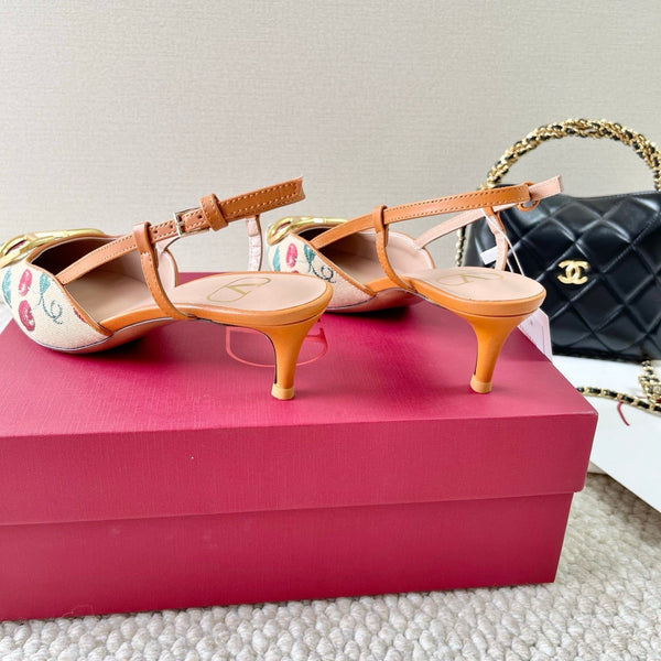 Vlogo Signature Slingback Pumps In Cherryfic Pattern 50mm 310517