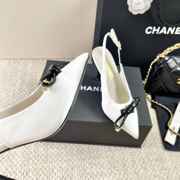 CC 25 Slingback High Heel White Silk 330923
