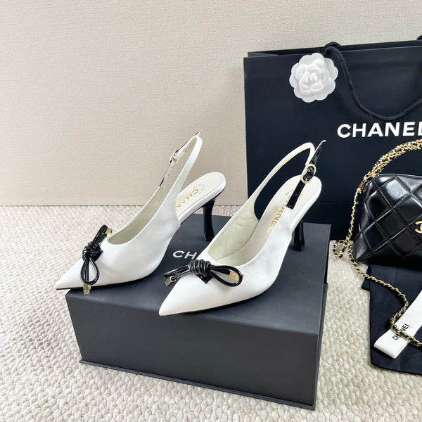 CC 25 Slingback High Heel White Silk 330923