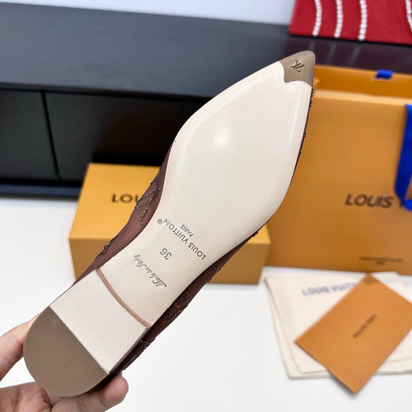 LV GALA High Heels Series Shoes Dark Rose Taupe Mesh 542213