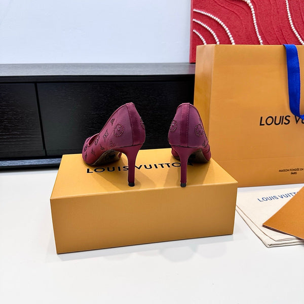 LV GALA High Heels Series Shoes 75mm Mulberry Mesh 542217