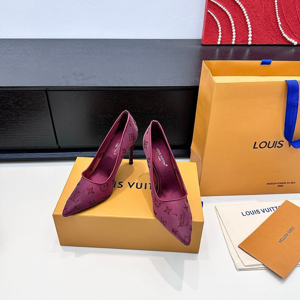 LV GALA High Heels Series Shoes 95mm Mulberry Mesh 542218