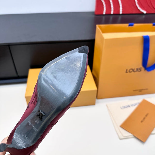 LV GALA High Heels Series Shoes 95mm Mulberry Mesh 542218