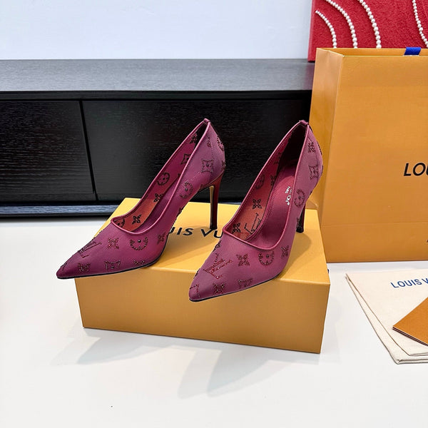 LV GALA High Heels Series Shoes 95mm Mulberry Mesh 542218