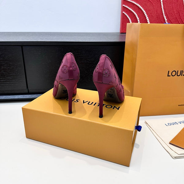 LV GALA High Heels Series Shoes 95mm Mulberry Mesh 542218