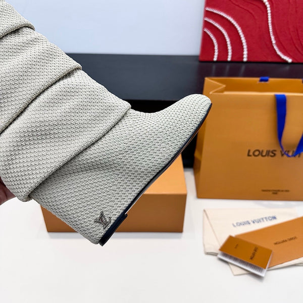 LV CSummer Mid Wedge Boot Taupe Knit 542223