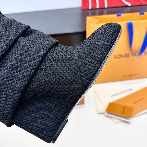LV CSummer Mid Wedge Boot Black Knit 542224