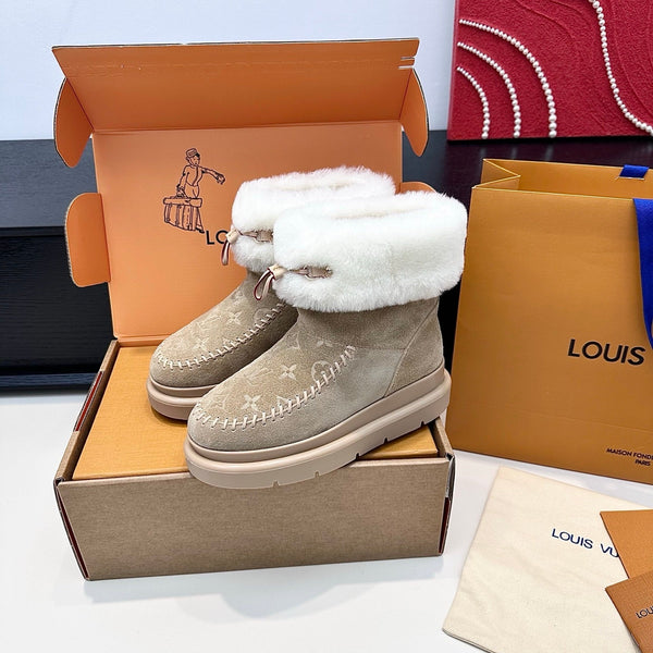 LV Cortina Low Boots Khahi Suede Wool 542235