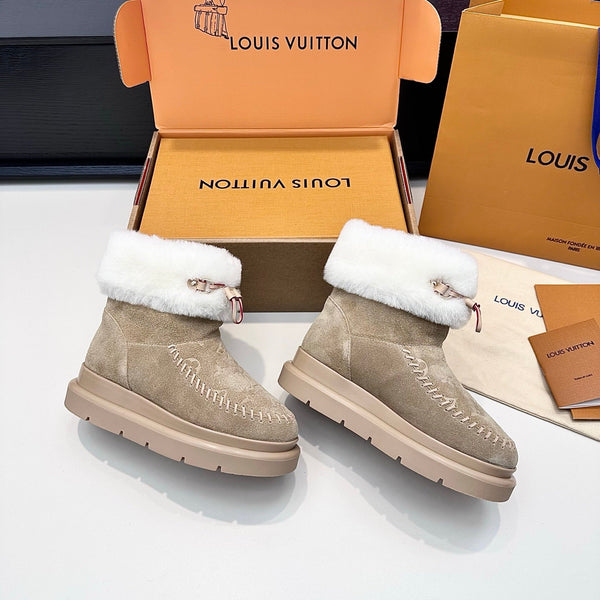 LV Cortina Low Boots Khahi Suede Wool 542235