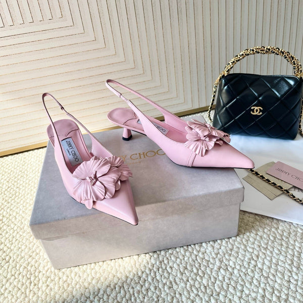 Jimmy Choo Skye Corsage Escarpins Slingback Rose Peau de mouton 669833