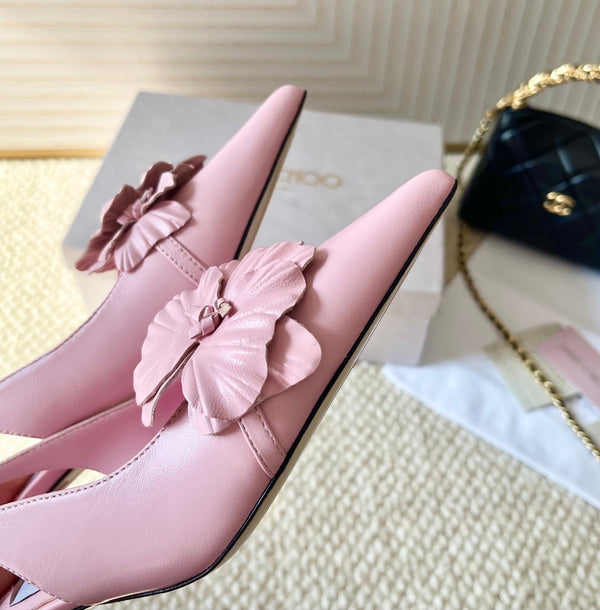 Jimmy Choo Skye Corsage Escarpins Slingback Rose Peau de mouton 669833