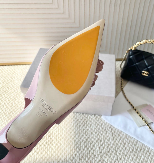 Jimmy Choo Skye Corsage Escarpins Slingback Rose Peau de mouton 669833