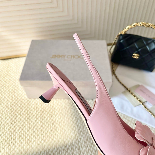 Jimmy Choo Skye Corsage Escarpins Slingback Rose Peau de mouton 669833