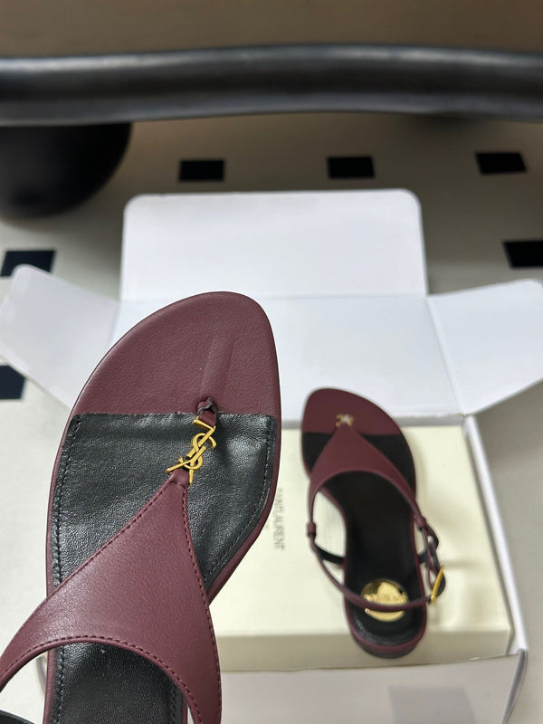 YSL Cassandra Slide Burugndy Smooth Leather 787565