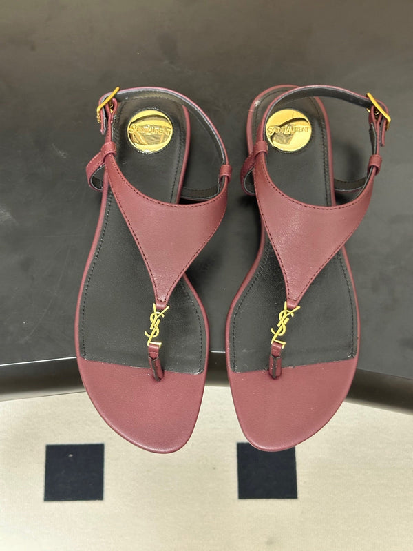 YSL Cassandra Slide Burugndy Smooth Leather 787565