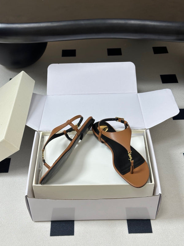 YSL Cassandra Slide Tan Smooth Leather 787566