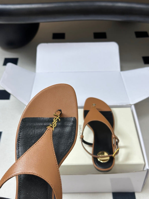 YSL Cassandra Slide Tan Smooth Leather 787566