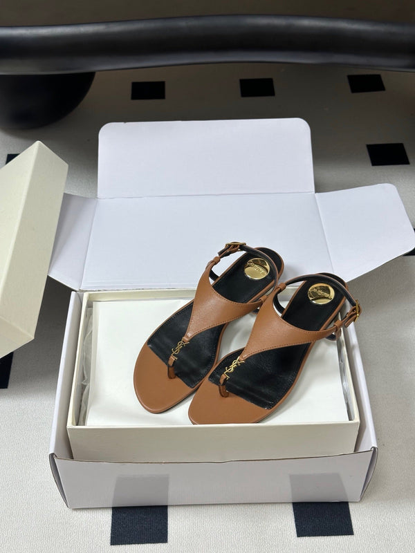 YSL Cassandra Slide Tan Smooth Leather 787566