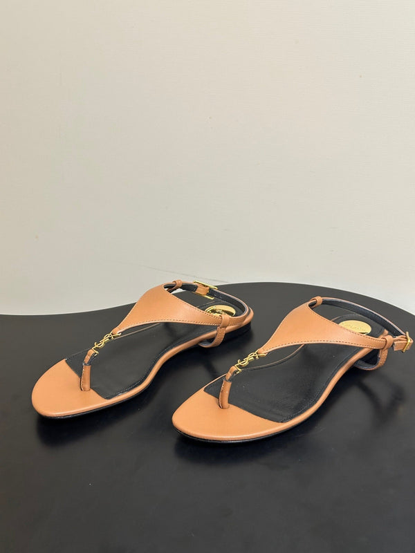 YSL Cassandra Slide Tan Smooth Leather 787566