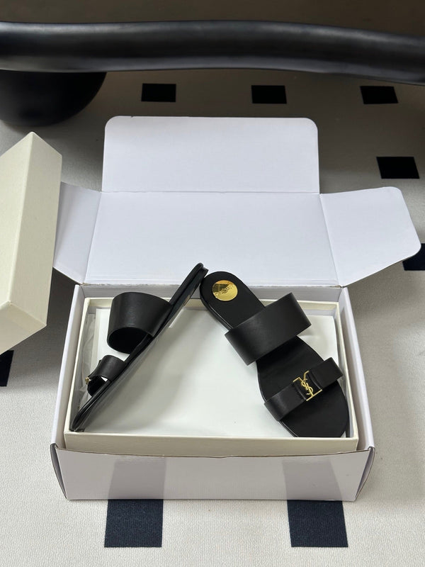 YSL Babylone Slides Black Smooth Leather 787571