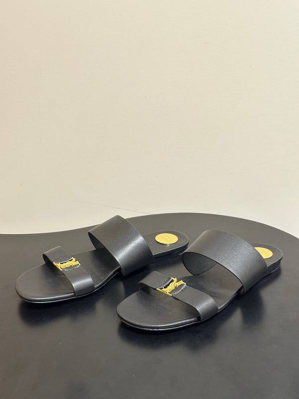 YSL Babylone Slides Black Smooth Leather 787571