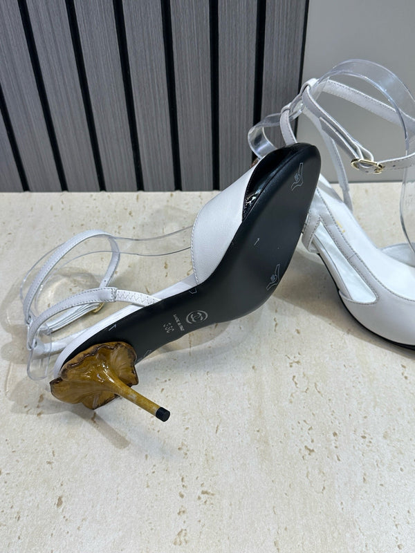 CC 2026 Couture Slingback Mushroom Heels White Patent Leather 787183