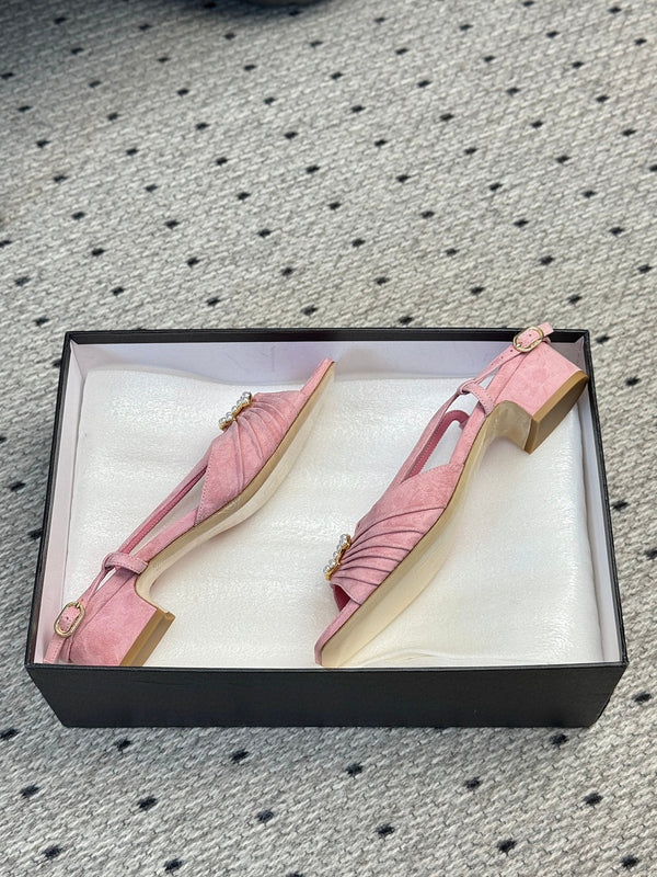 CC 25 Marry Jane Sandals Pink Suede 329774