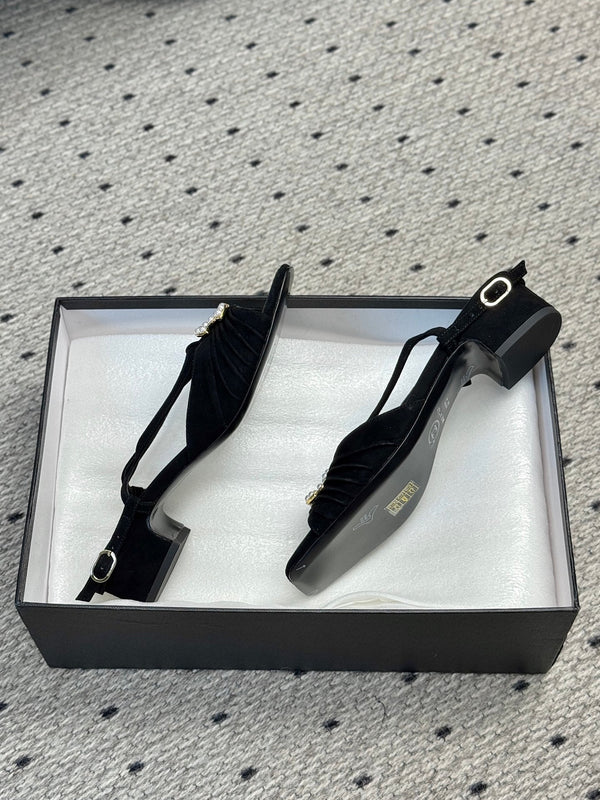 CC 25 Marry Jane Sandals Black Suede 329775