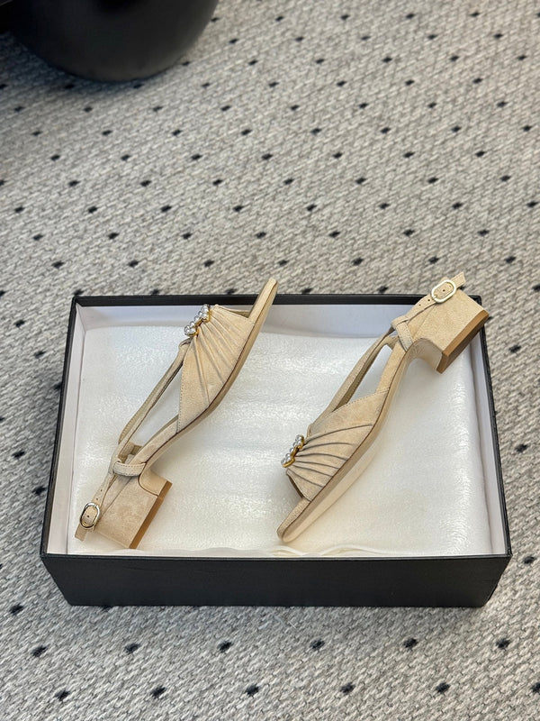 CC 25 Marry Jane Sandals Beige Suede 329776