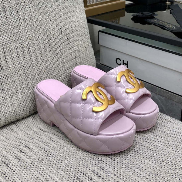 mule sandal 95 pink quilted waxed leather