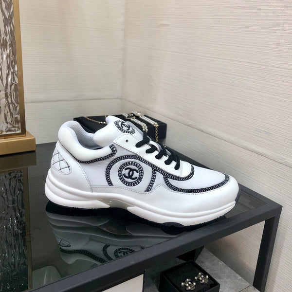 CC Sneaker White Mix Black Fabric