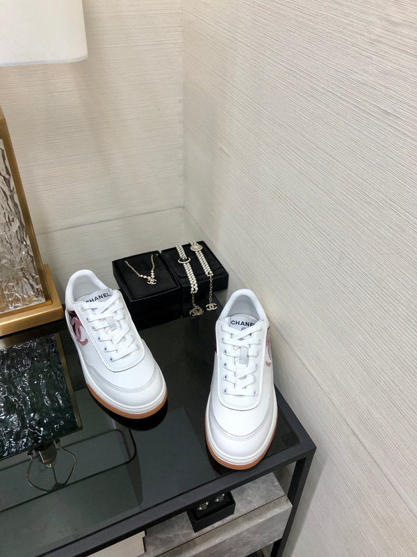 CC Sneaker Rosso Scuro Rosa Bianco Pelle di Vacchetta