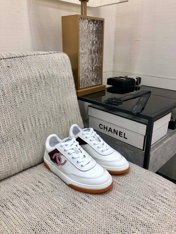 CC Sneaker Rosso Scuro Rosa Bianco Pelle di Vacchetta