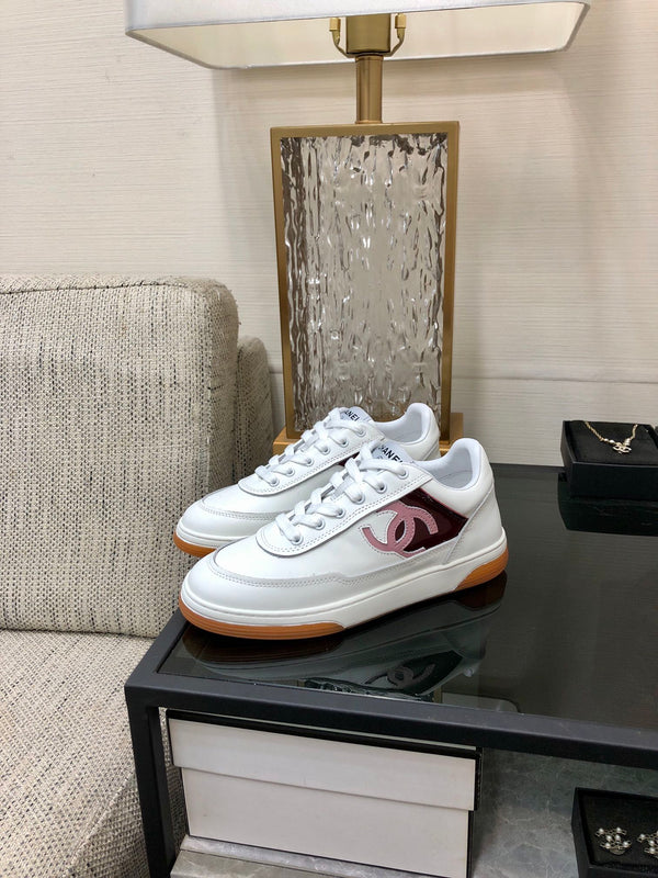 CC Sneaker Rosso Scuro Rosa Bianco Pelle di Vacchetta