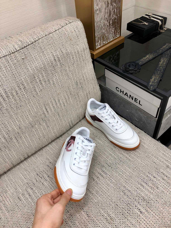 CC Sneaker Rosso Scuro Rosa Bianco Pelle di Vacchetta