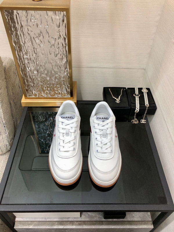 CC Sneaker Rosso Scuro Rosa Bianco Pelle di Vacchetta