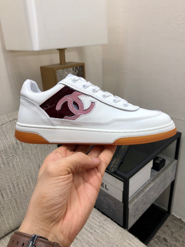 CC Sneaker Rosso Scuro Rosa Bianco Pelle di Vacchetta