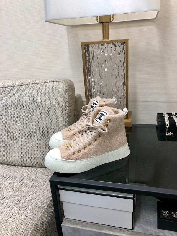 CC High Top Sneaker Beige Wool