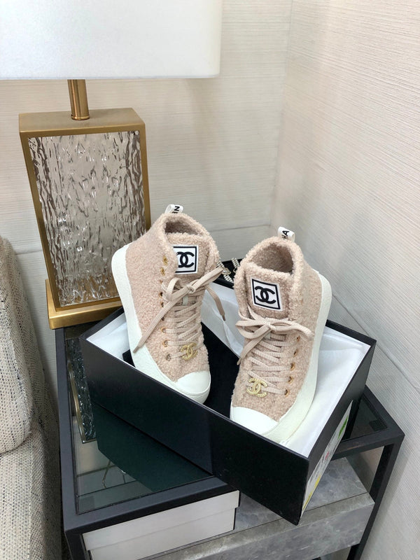 CC High Top Sneaker Beige Wool
