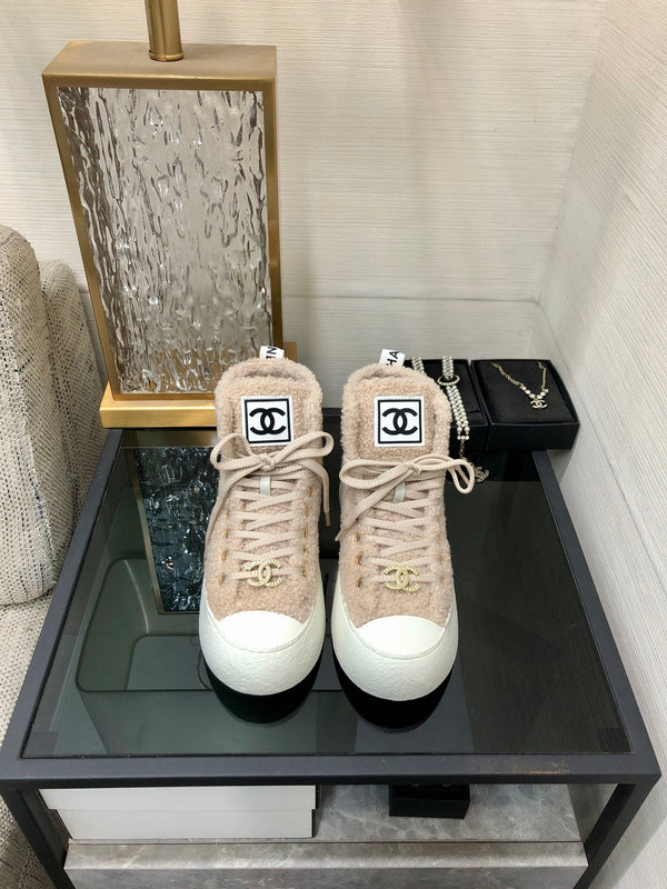 CC High Top Sneaker Beige Wool